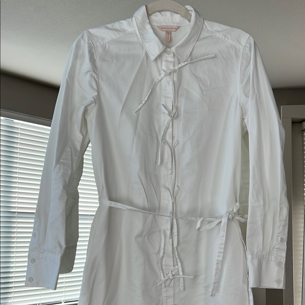 Rebecca Taylor White Long Sleeve white Shirt dress M 100% cotton - Picture 4 of 7